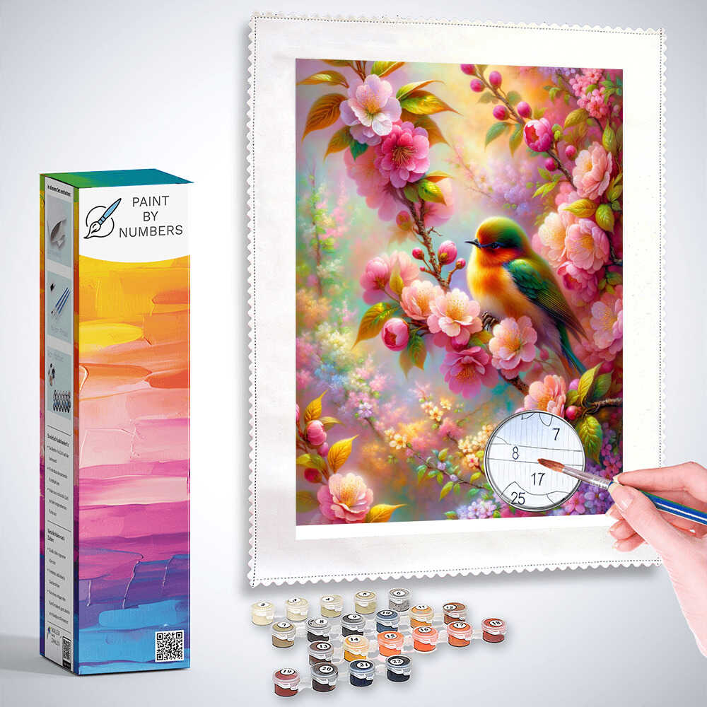 Paint by Numbers - Bird on Cherry Tree Bast