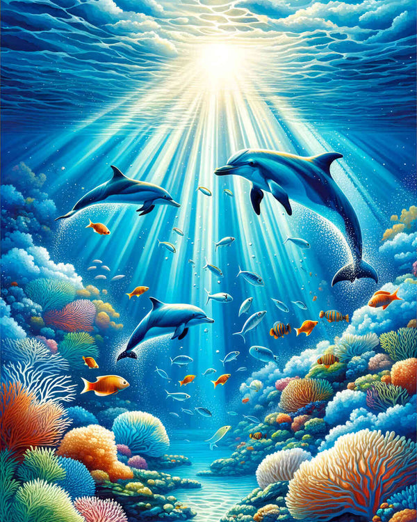 Paint by Numbers - Dolphins in the sea