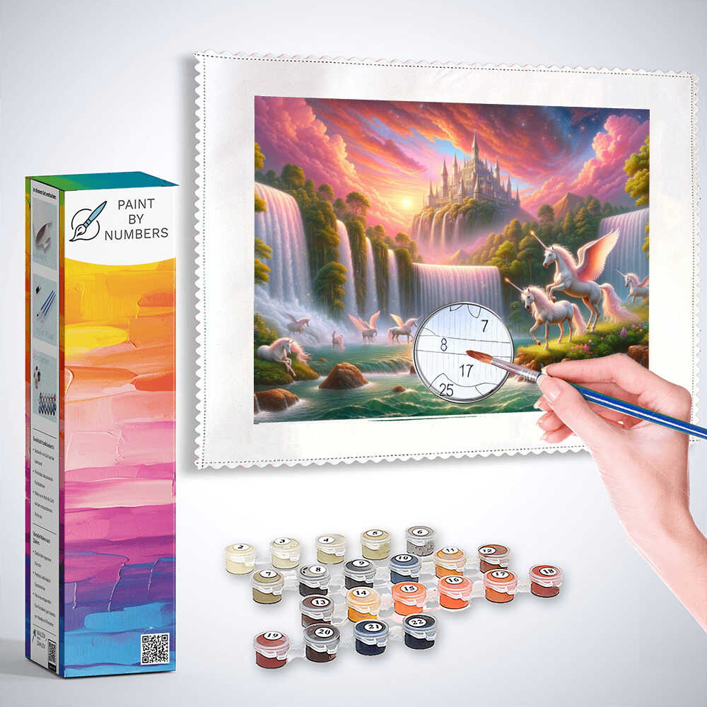 Paint by Numbers - Unicorn Family Waterfall