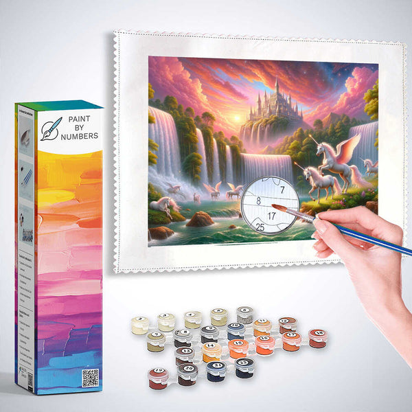 Paint by Numbers - Unicorn Family Waterfall