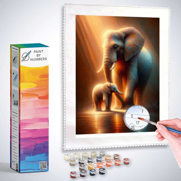Elephant with calf - Paint by Numbers