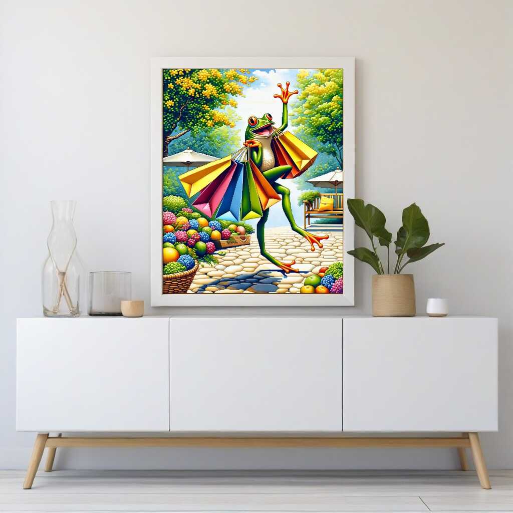 Frog with bags - Paint by Numbers
