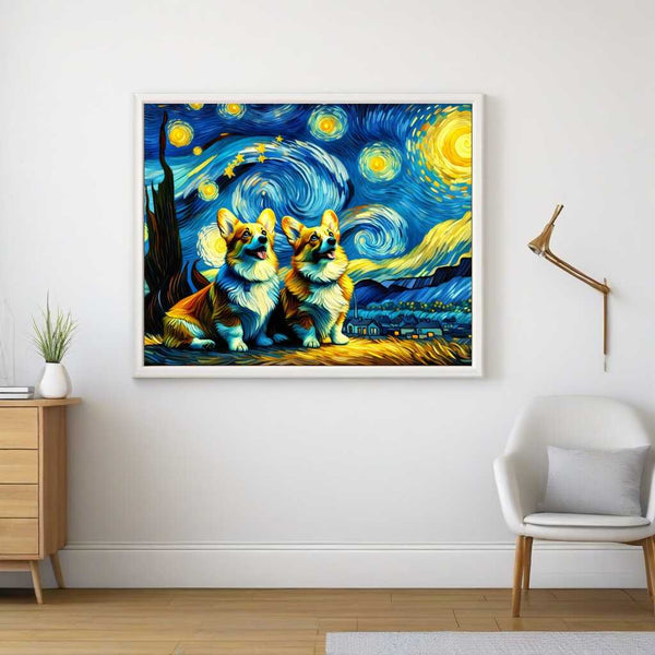 Paint by Numbers - Starry sky, Corgi