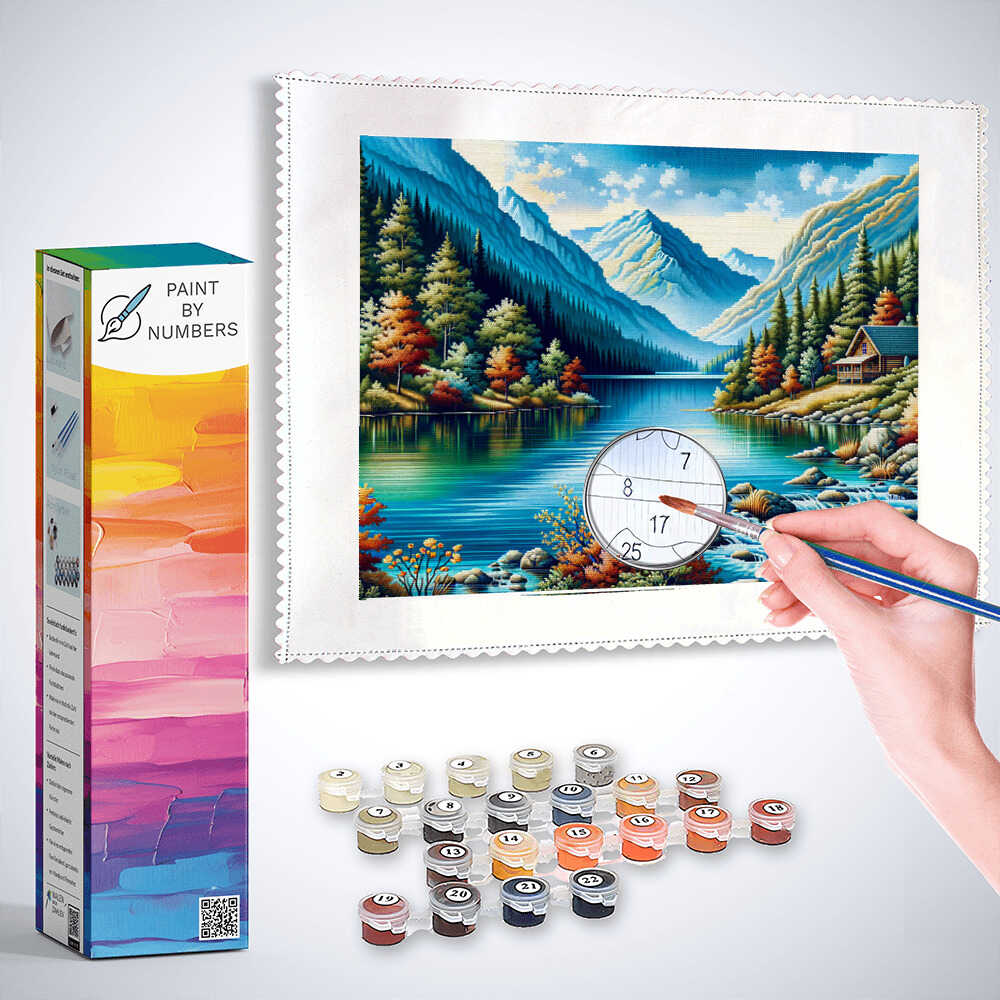 Paint by Numbers - House on the mountain lake