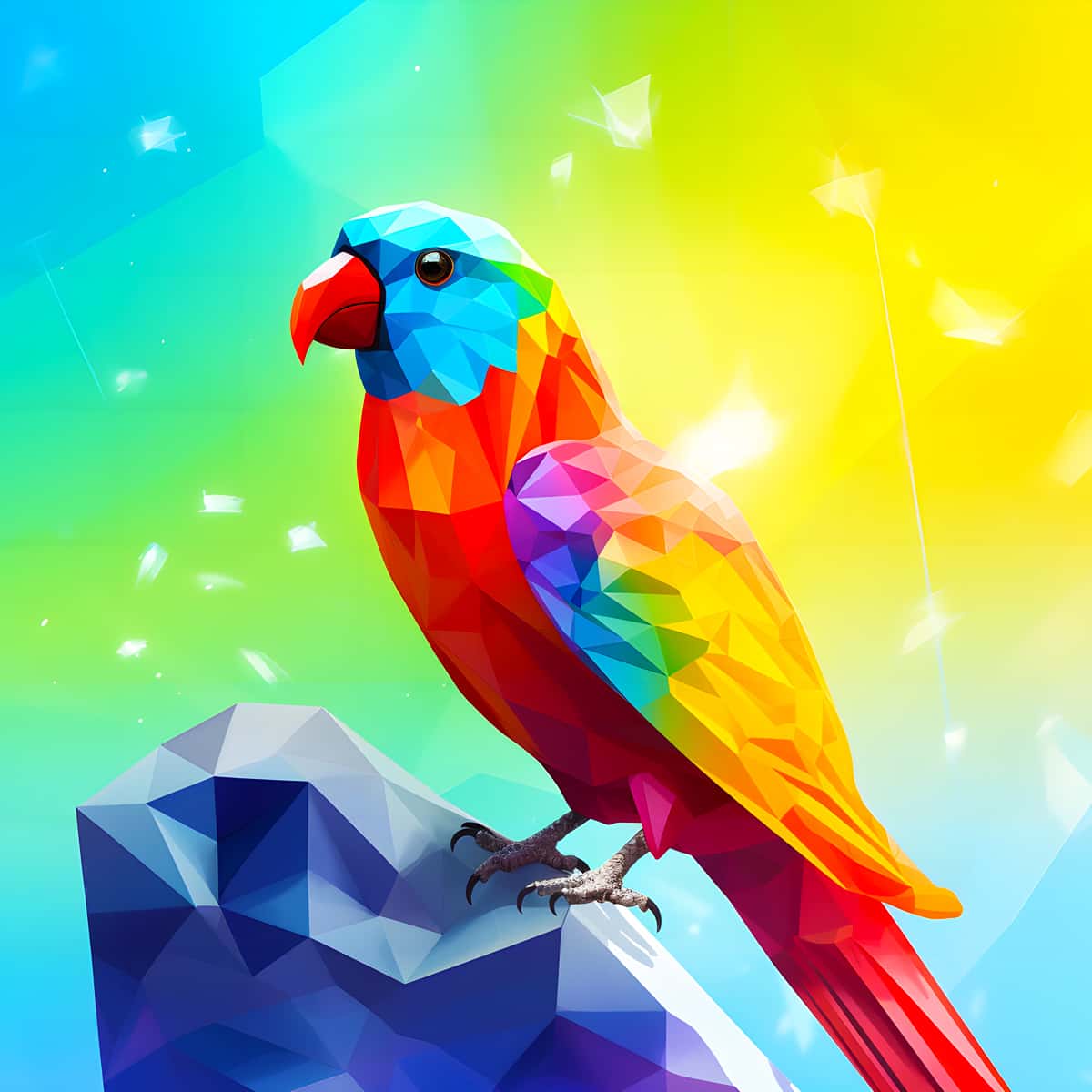 AB Diamond Painting - Diamant Papagei auf Stein - gedruckt in Ultra-HD - AB Diamond, Neu eingetroffen, Papagei, Quadratisch, Tiere, Vögel