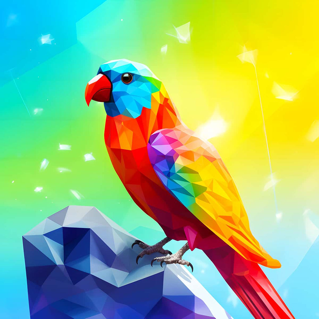 AB Diamond Painting - Diamant Papagei auf Stein - gedruckt in Ultra-HD - AB Diamond, Neu eingetroffen, Papagei, Quadratisch, Tiere, Vögel