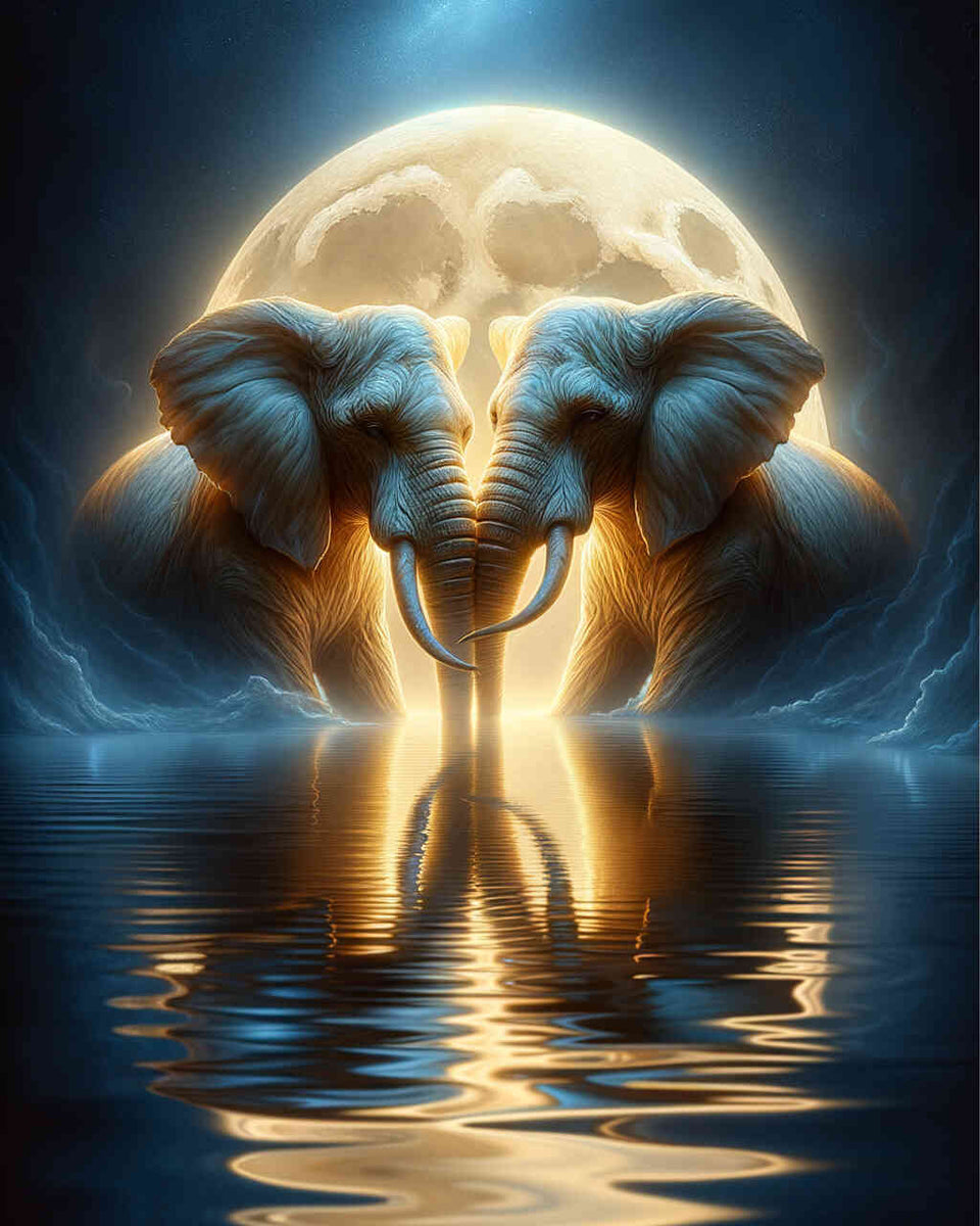 Mirror image, Small and Large Elephant - Paint by Numbers