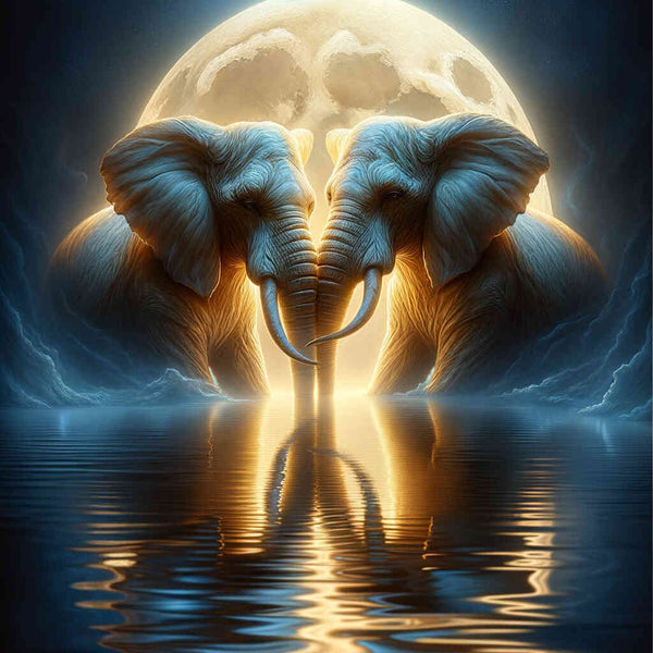 Mirror image, Small and Large Elephant - Paint by Numbers