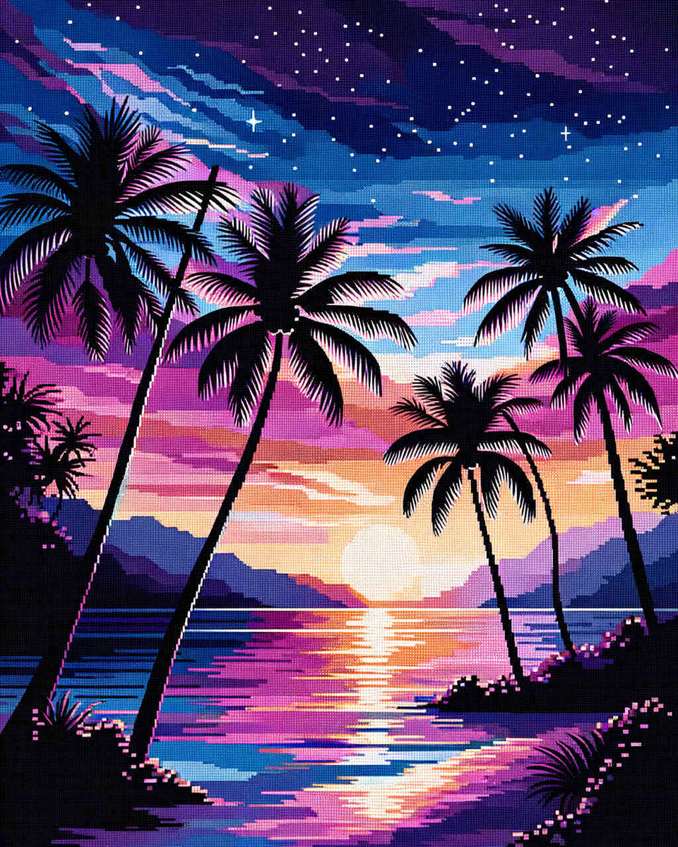 Paint by Numbers - Palms in the Evening Sky