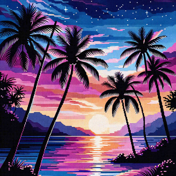 Paint by Numbers - Palms in the Evening Sky