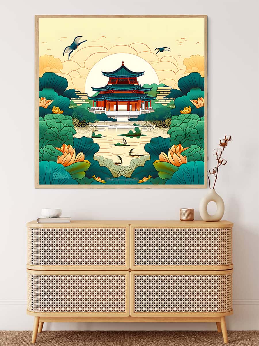Malen nach Zahlen - Japanischer Stil - hochwertige Leinwand - 170523, Abstrakt, Neu eingetroffen, Quadratisch, Stadt