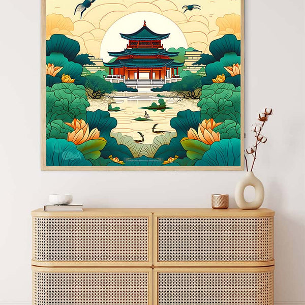 Malen nach Zahlen - Japanischer Stil - hochwertige Leinwand - 170523, Abstrakt, Neu eingetroffen, Quadratisch, Stadt