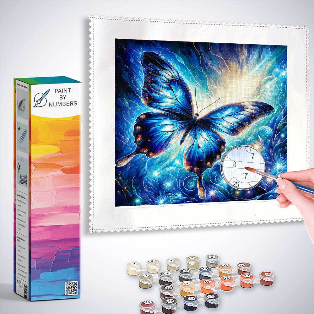 Paint by Numbers - Blue Luminous Butterfly