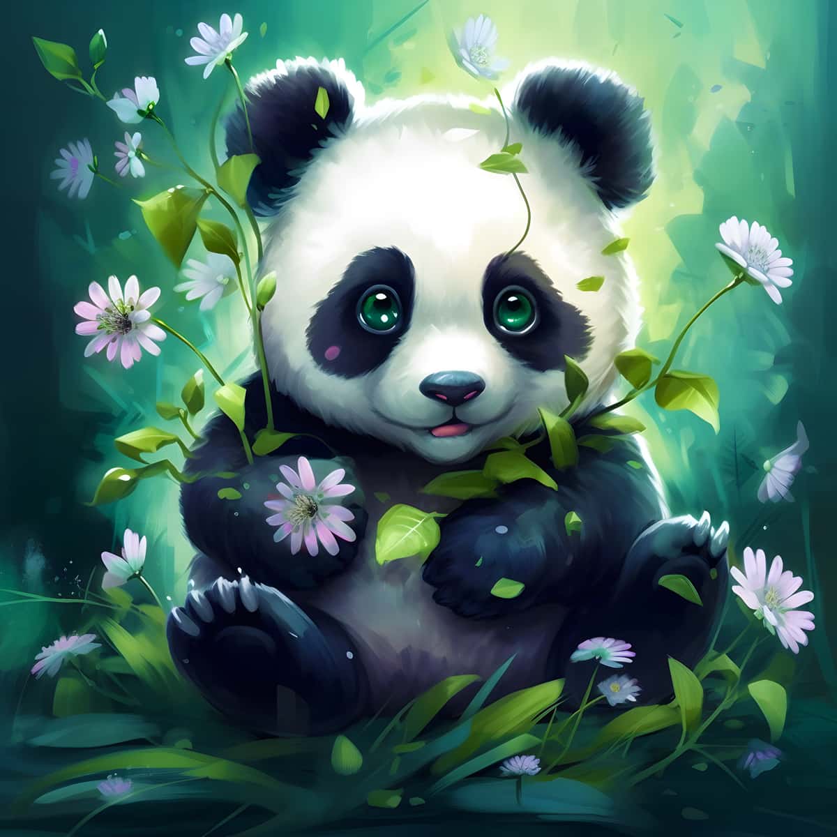 Malen nach Zahlen - Panda isst - hochwertige Leinwand - 170523, Neu eingetroffen, Pandabär, Quadratisch, Tiere