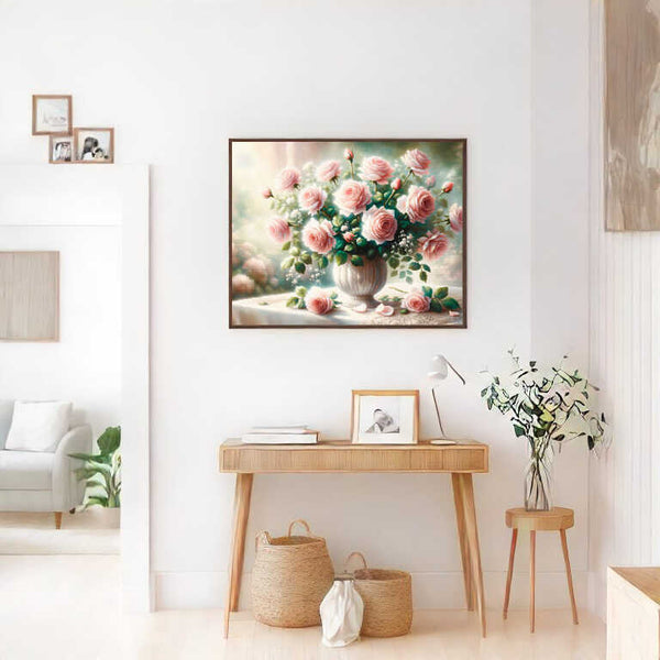 Paint by Numbers - Pink roses bouquet, vase