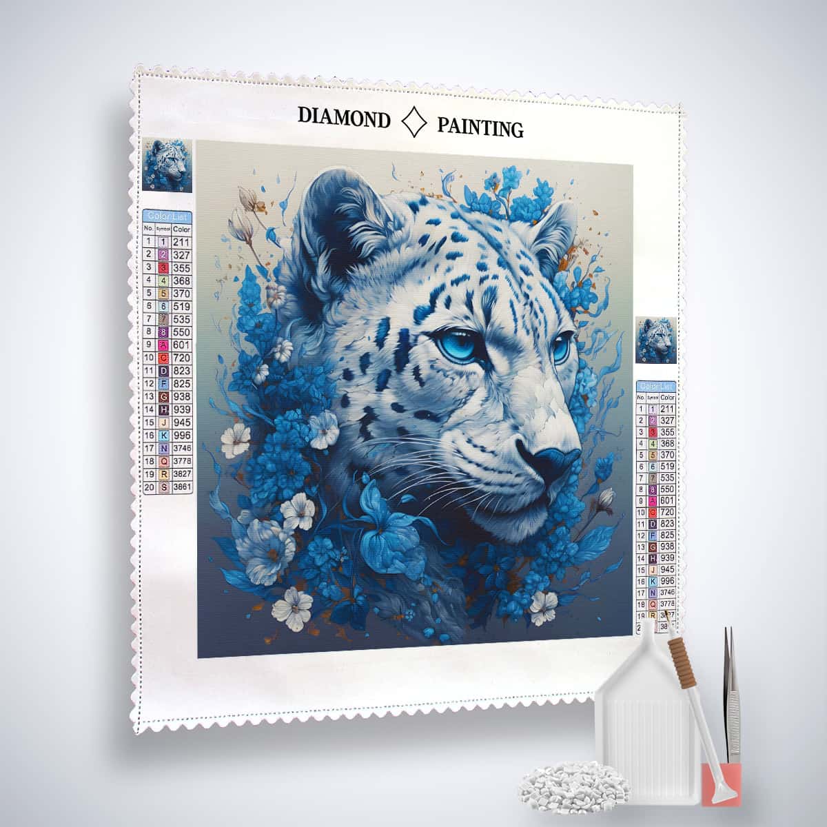 Diamond Painting - Schneegepardin - gedruckt in Ultra-HD - Gepard, Neu eingetroffen, Quadratisch, Tiere