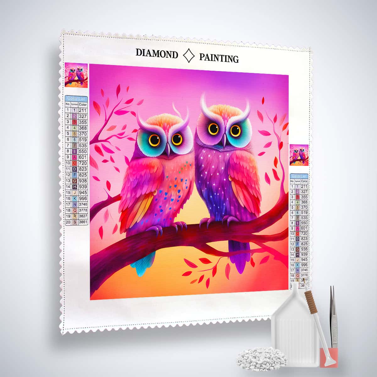 AB Diamond Painting - Eulenliebe - gedruckt in Ultra-HD - AB Diamond, Eule, Neu eingetroffen, Quadratisch, Tiere