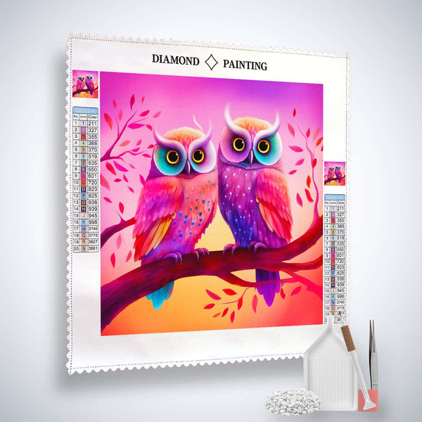 AB Diamond Painting - Eulenliebe - gedruckt in Ultra-HD - AB Diamond, Eule, Neu eingetroffen, Quadratisch, Tiere