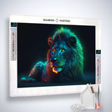 AB Diamond Painting - Lion at Night Paint by Numbers Kit with Acrylic Diamonds and Tools