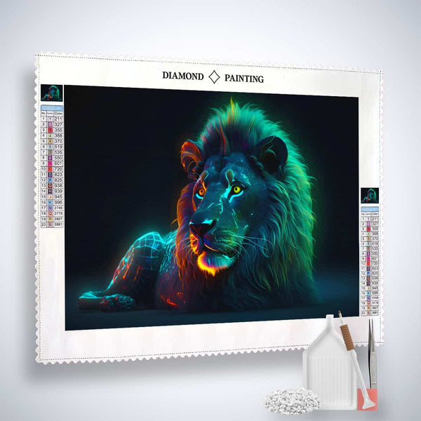AB Diamond Painting - Lion at Night Paint by Numbers Kit with Acrylic Diamonds and Tools