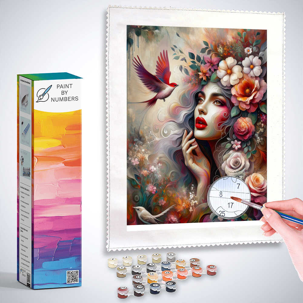 Portrait of woman with flowers - Paint by Numbers