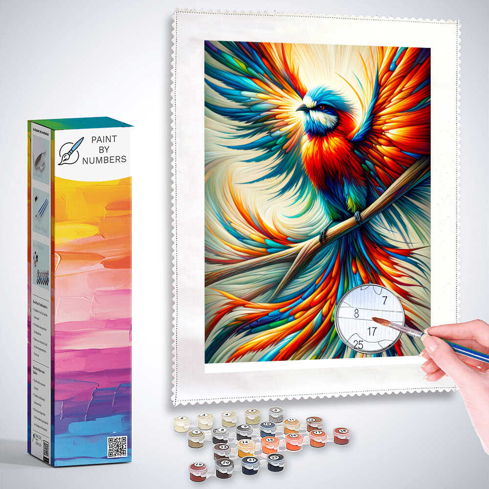 Paint by Numbers - Colorful Feathered Bird on Branch