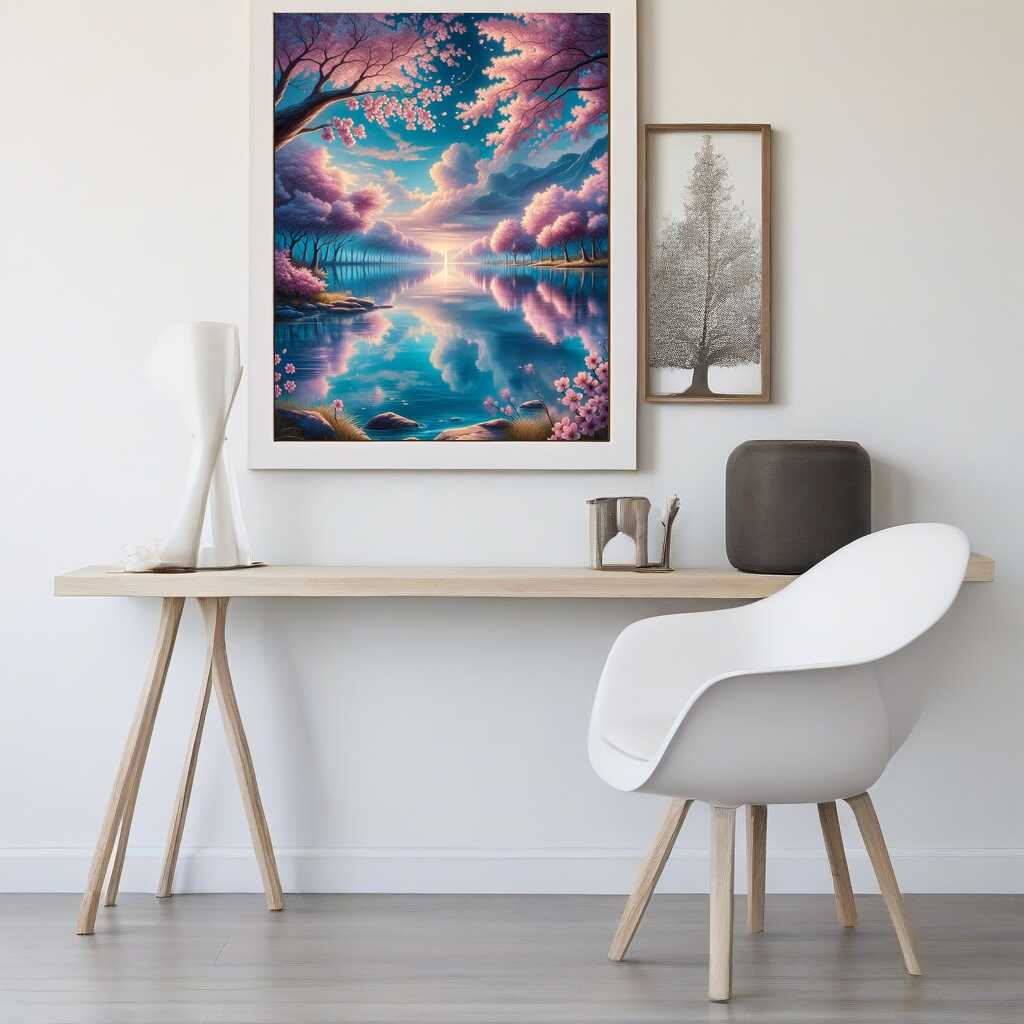 Paint by Numbers - Cherry Tree Forest at the Lake