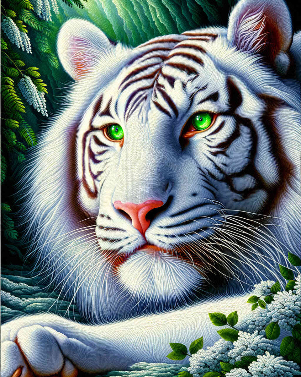 Paint by Numbers - White Tiger Grune Eyes