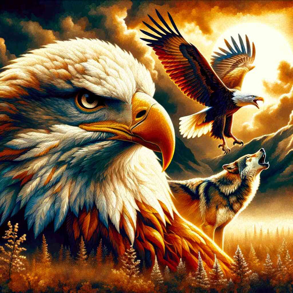 Paint by Numbers - Eagle and howling wolf