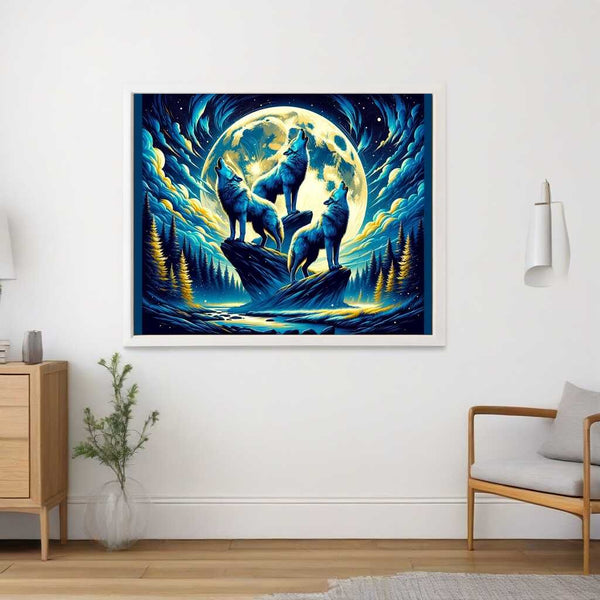Paint by Numbers - Wolves howl full moon