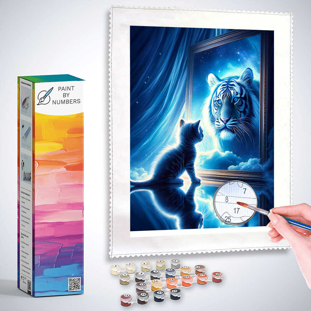Paint by Numbers - Small Cat Big Tiger Mirror Picture
