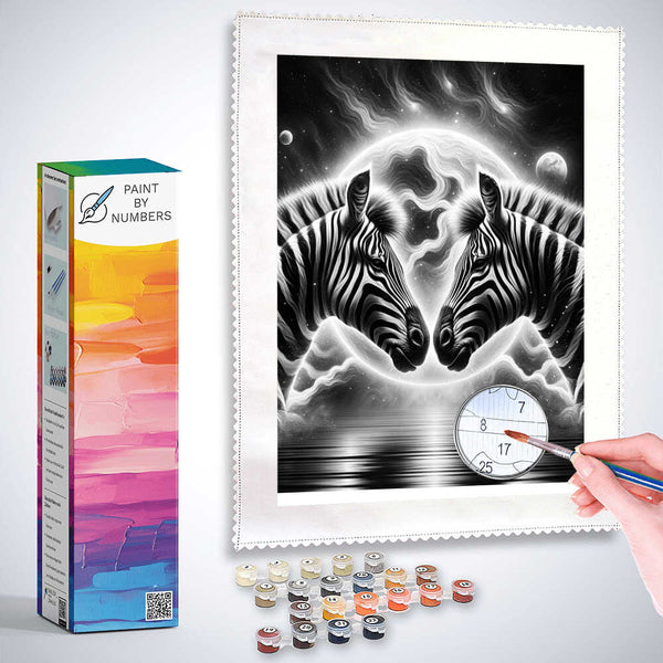 Zebras in black white - Paint by Numbers