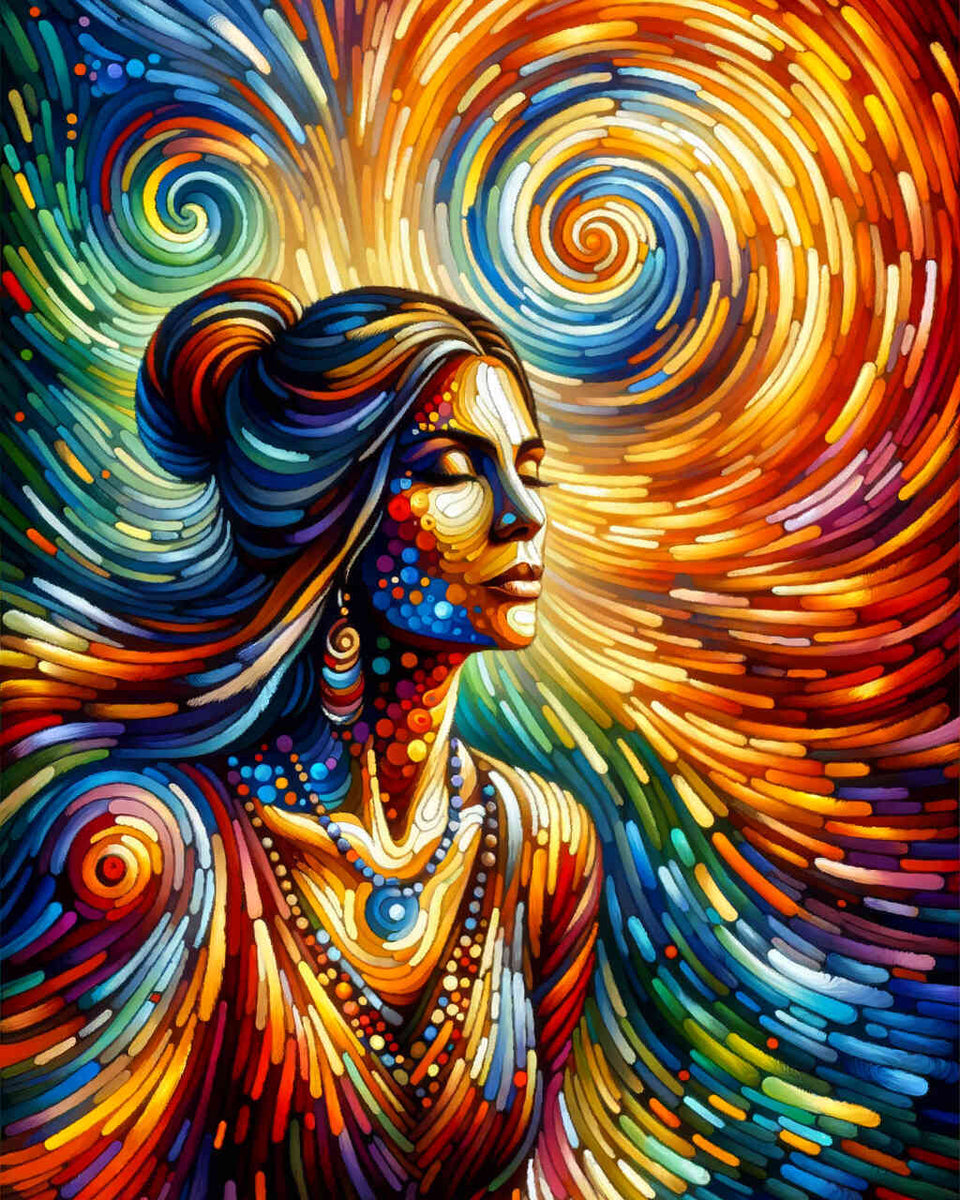 Woman surrounded by colors - Paint by Numbers