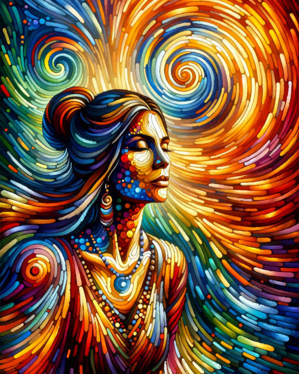 Woman surrounded by colors - Paint by Numbers