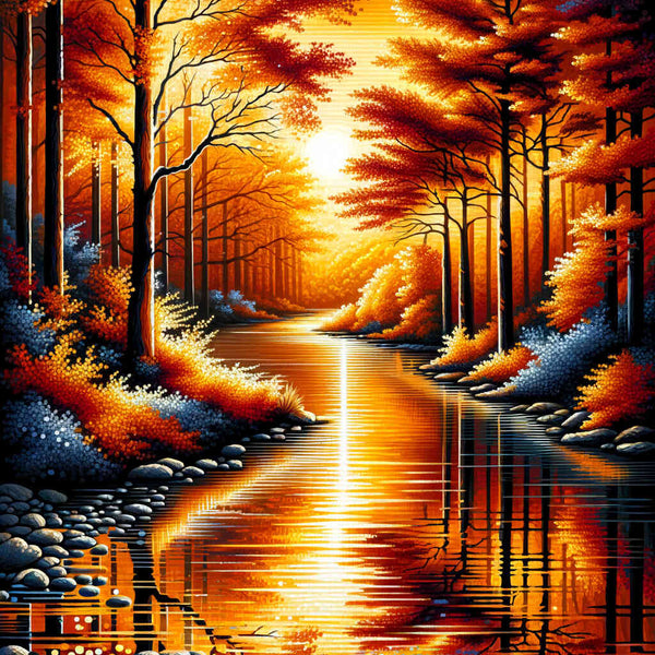 Paint by Numbers - Autumn forest, river