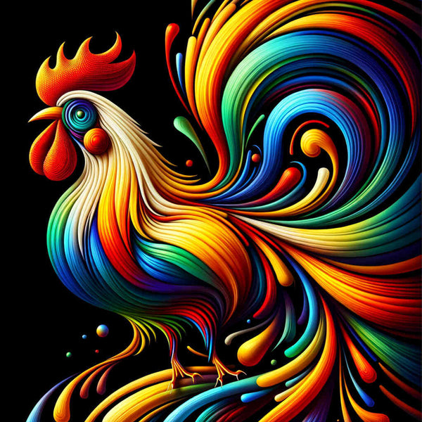 Paint by Numbers - Rooster, Abstract cartoon