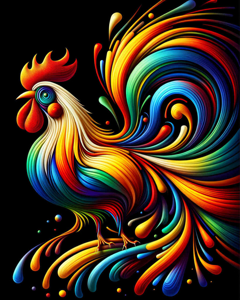 Paint by Numbers - Rooster, Abstract cartoon