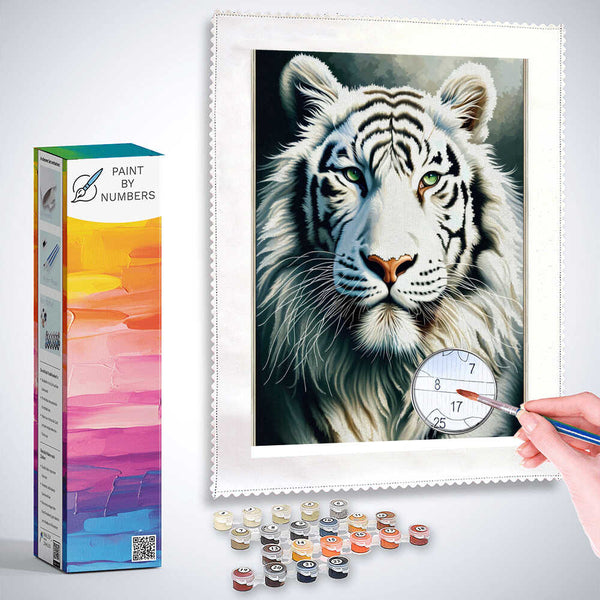 Paint by Numbers - White tiger, portrait