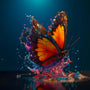 Butterfly with vibrant wings splashing in water, featured in AB Diamond Painting Kits - Art that Sparkles! Perfect for Paint by Numbers enthusiasts.