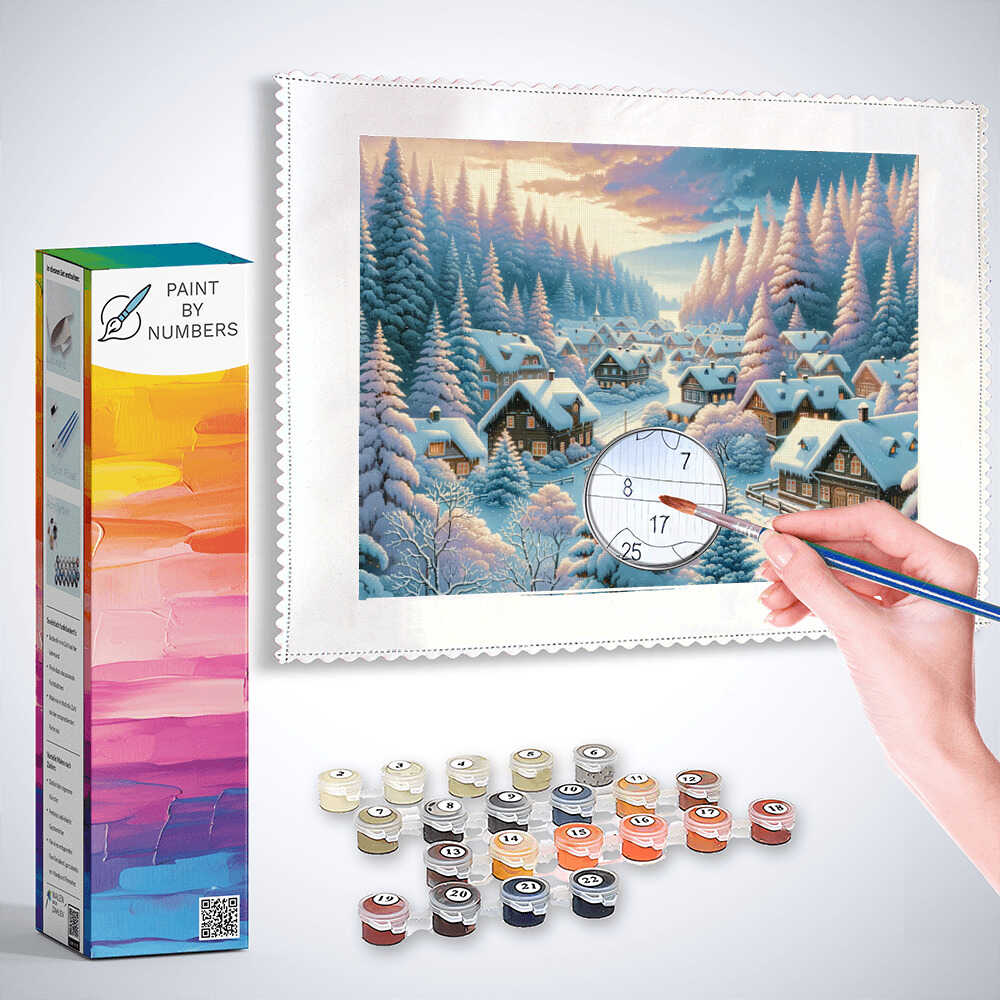 Paint by Numbers - Winter city in the forest