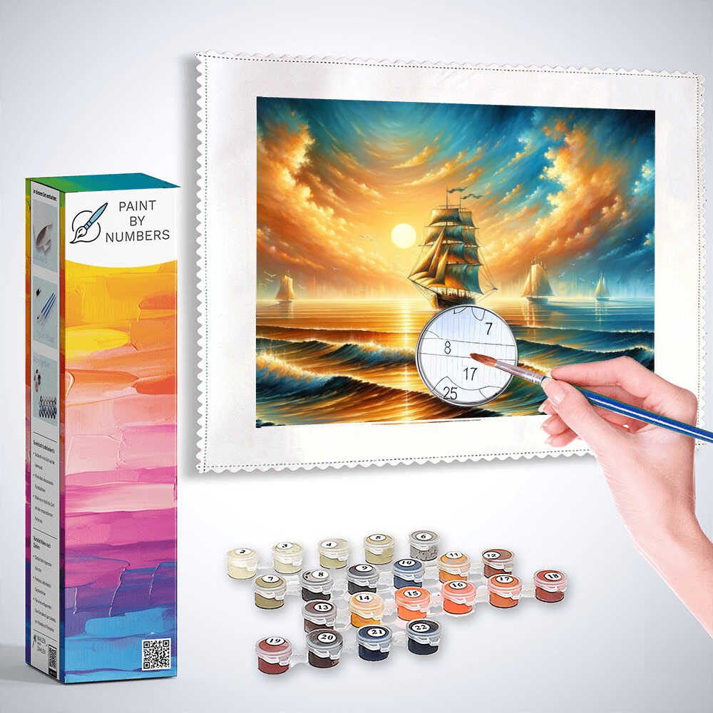 Sailing ship in the sunset - Paint by Numbers