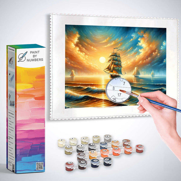 Sailing ship in the sunset - Paint by Numbers