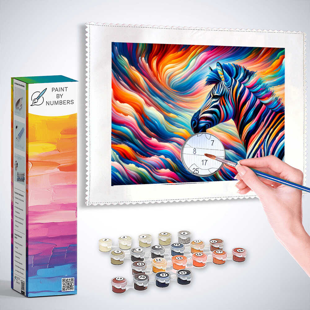 Zebra colorful, Abstract - Paint by Numbers