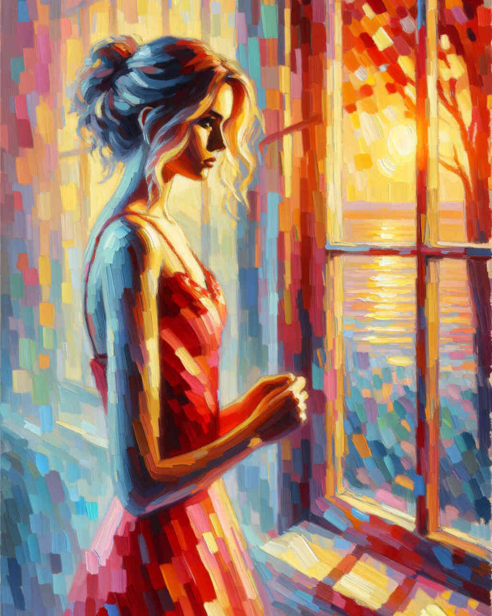 Woman in front of the window - Paint by Numbers