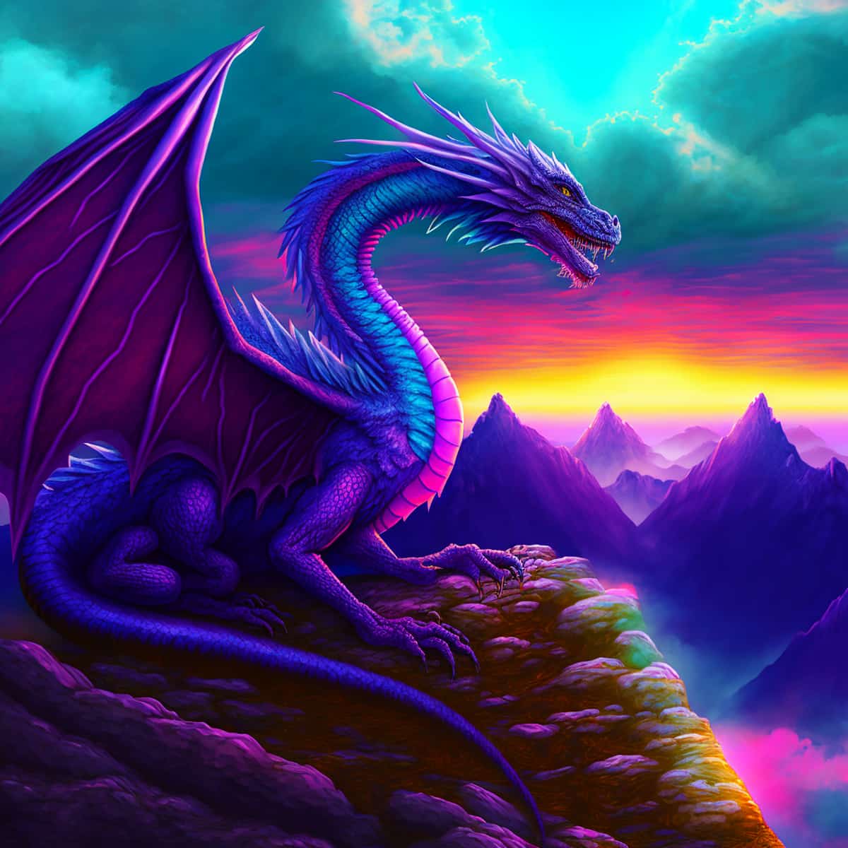 Malen nach Zahlen - Erdenwächter - hochwertige Leinwand - 170523, Drachen, Fantasy, Neu eingetroffen, Quadratisch