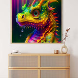 Malen nach Zahlen - Farbenfroher Drache - hochwertige Leinwand - 170523, Drache, Fantasy, Neu eingetroffen, Quadratisch