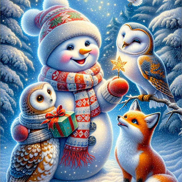 Paint by Numbers - Snowman, owl, fox