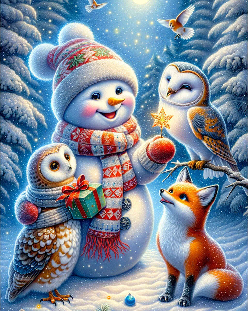 Paint by Numbers - Snowman, owl, fox