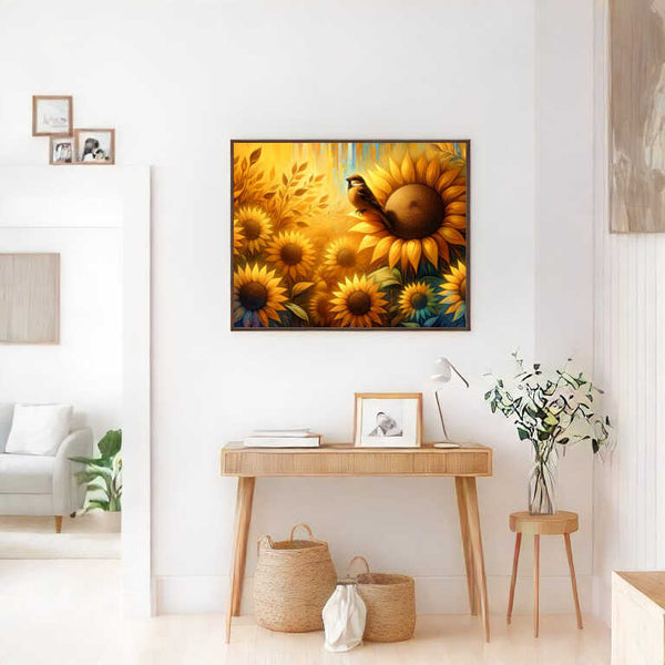 Sunflowers with bird - Paint by Numbers