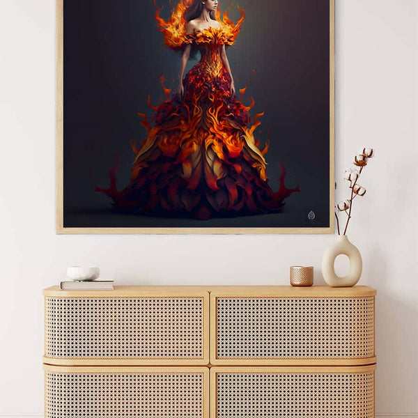 Diamond Painting - Feuerkleid Frau - gedruckt in Ultra-HD - Abstrakt, Menschen, Neu eingetroffen, Quadratisch